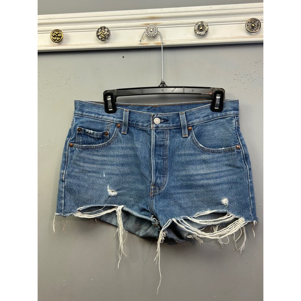 Levi's Denim Shorts Women 29 Blue 501‎ Original Cut Off Distressed High Rise